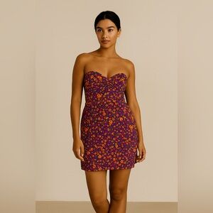 Volcom Women’s Floral Tube Top Strapless Frochickie Dress Size Small (US 3)